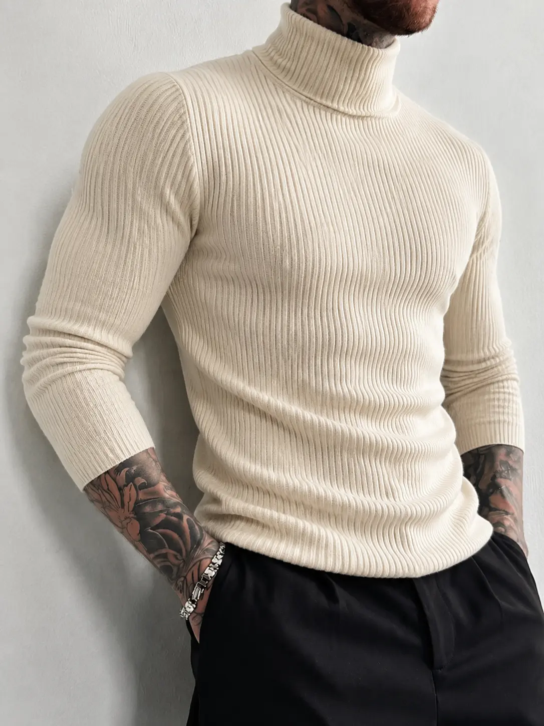 Men's Ribbed Turtleneck Sweater Oversized Knit Pullover Long Sleeve Solid Color Cozy Warm Jumper Old Money Aesthetic Clean Fit Quiet Luxury Minimalist Casual Fall Winter Top Trendy Mens Fashion Smart Casual Basic Knitwear Clothing
