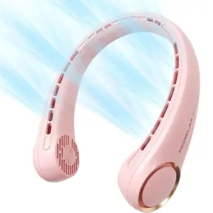 Portable  Neck Fan,2026 Gifts , Portable Personal Neck Cooling Rechargeable Bladeless Fan - Hands Free 3 Speed 4000 mAh Battery USB Operated Wearable Headphone Design - Gift for Men Women Outdoor (Pink)