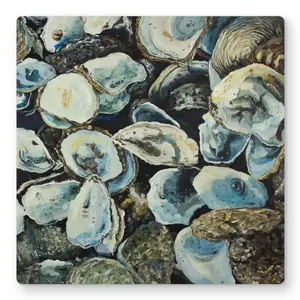 212 MAIN Artistic Lightweight Aluminium Metal Print Wall Art, 16x16 in, Ocean-Inspired Blue Marine Oyster Shells Design, Home Decor Supplies, Room Decor Artwork, Ideal Gift for Home Decoration