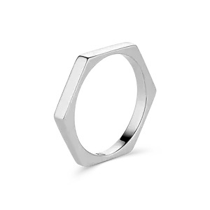 Hex Ring, Sterling Silver