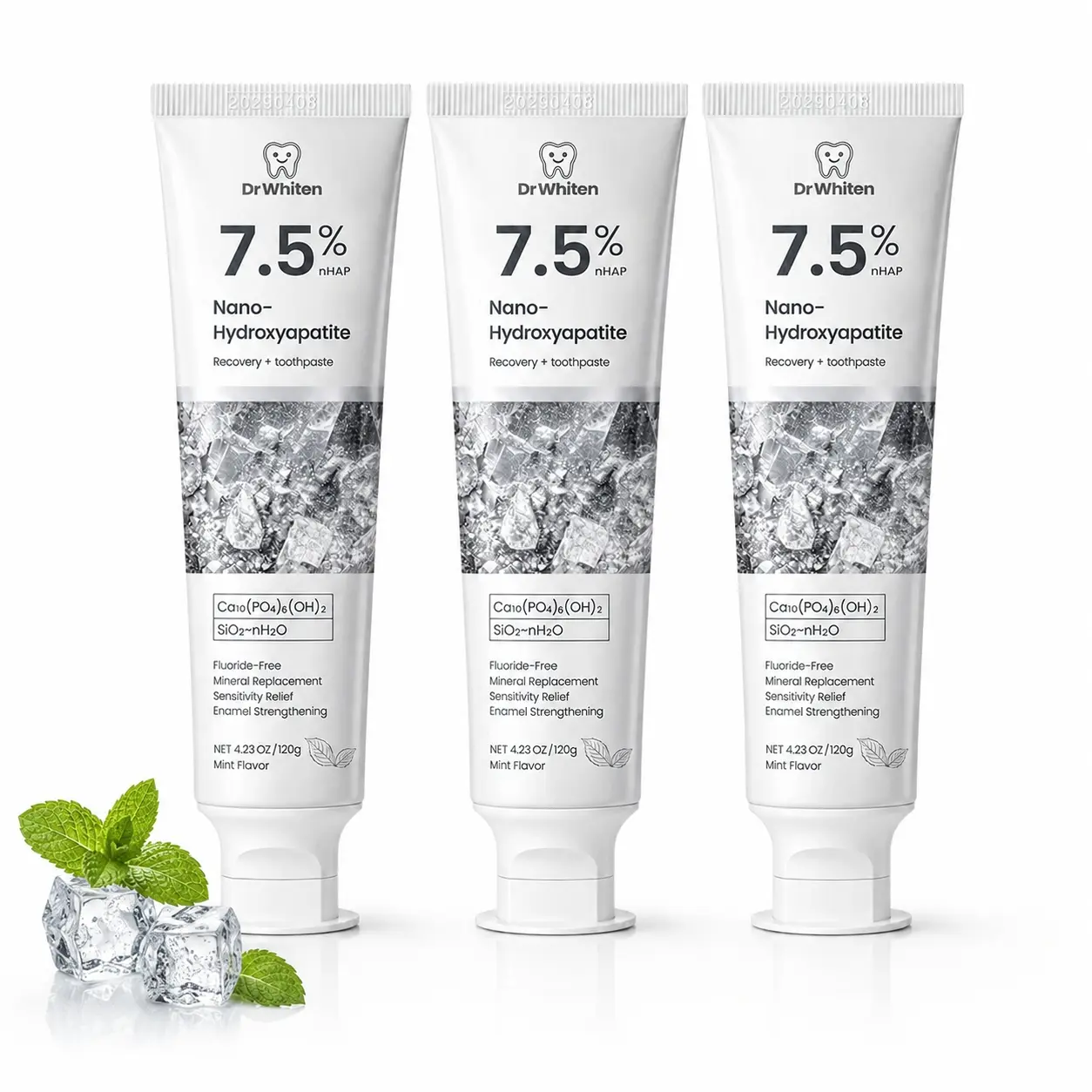 DrWhiten Nano Hydroxyapatite Toothpaste , 4.23 oz – Advanced Enamel Repair & Teeth Whitening • Fluoride-Free • Natural Peppermint • Gentle Formula for Sensitive Teeth  Oral Daily