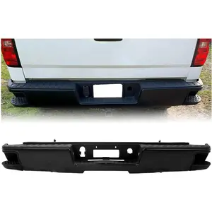 Rear Step Bumper Assembly Compatible with 2014-2019 Chevy Chevrolet Silverado GMC Sierra 1500 W/O Sensor Holes Replacement For GM1191143 GM1103177 Steel Black