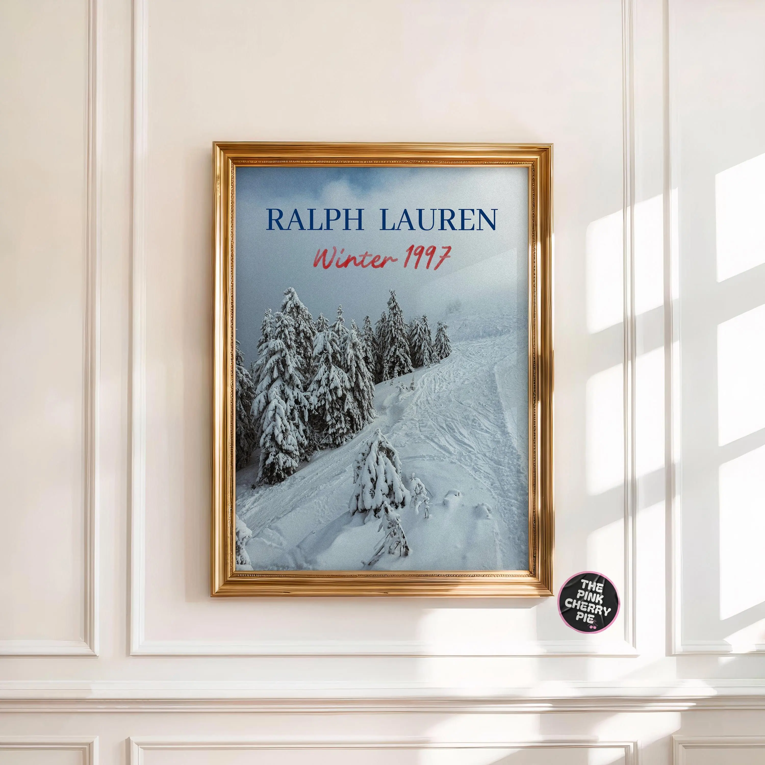 Vintage Fashion Magazine Poster Retro Luxury Wall Art, Cabin & Ski Aesthetic, Old Ralph Laure Winter Ski Art Cabin Decor Digital Download