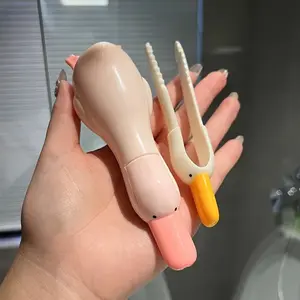 Cartoon Duck Hair Cleaner for Drain Holes, Reusable Kitchen Sink and Bathroom Hair Remover, Includes Clips and Adhesive Sheets