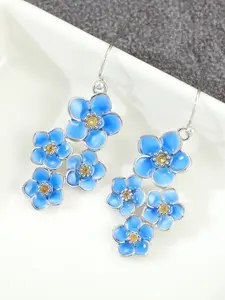 Bohemian Elegant Blue Flower Pendant Earrings, Dainty Fashion Jewelry, Creative Women's Jewelry Accessory, Perfect Holiday Gift Choice, Trendy Jewelry, All Seasons