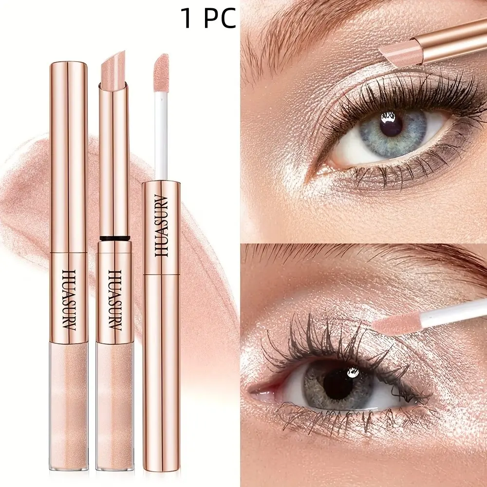 Two-in-one eyeshadow and lipstick, Cosmetic, lightweight and shimmering liquid, with high-gloss sparkling effect, the creamy texture glides smoothly, bringing pearlescent shine, highlighting eyes and lips, perfect for creating a captivating makeup look
