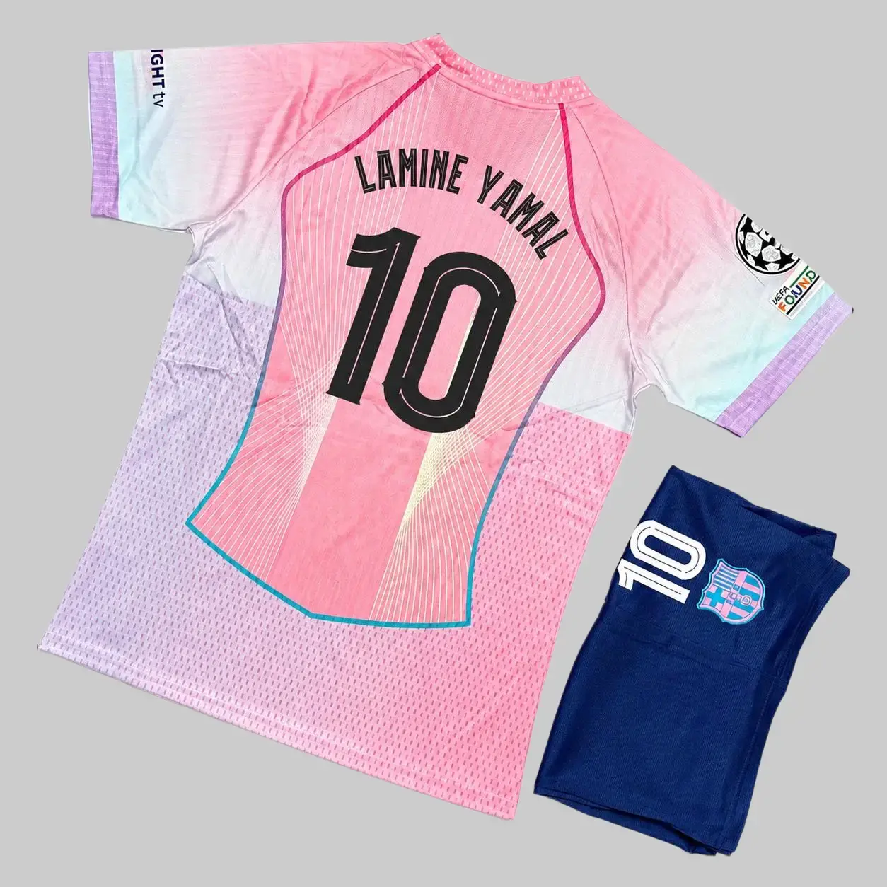 Pink V-Neck Retro Football Jersey & Shorts Set