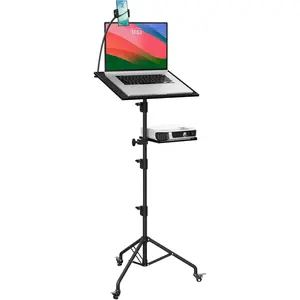 Projector Stand Tripod Laptop Tripod with Wheels & Adjustable Height Portable Podium Stand with Phone Holder Projector Holder for , Office, School & DJ Matte Black