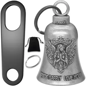 Biker Guardian Luck Riding Bell Motorcycle Gremlin Bells with 2 Key Chain Ring Accessories, Motorcycle Bell Hanger