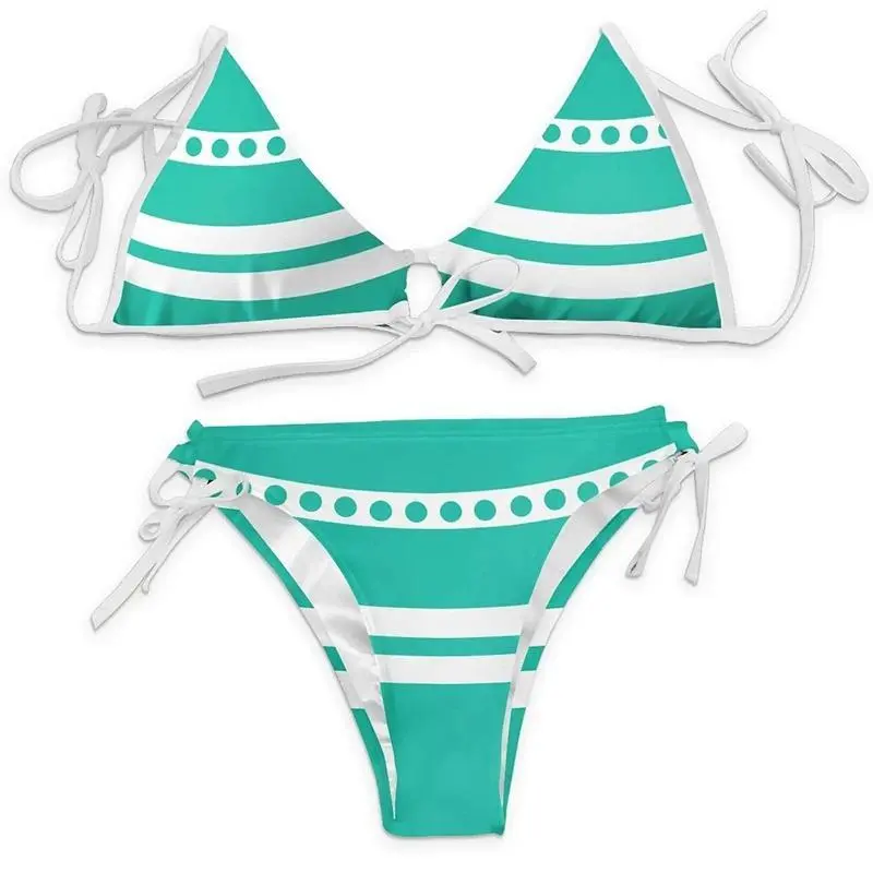 Women's Anime Cartoon Print Spandex Bikini, Nami Cosplay Swimwear Outfits for Summer Halloween Party Costumes (Festive & Party Supplies)