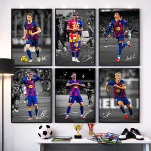 FC Barcelona Signed Poster Set, Barcelona Players Wall Art, Yamal, Lewandowski, Pedri, Gavi, Raphinha, De Jong, Gift for Soccer Fans ( Unframed-Print Only )