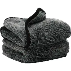 2Pack Car Drying Towel,Twisted Loop Drying Towel for Cars 650GSM Superior Absorbency,Car Care Microfiber Cleaning Washing Cloth,Rapid Drying, Large Lint-Free (Gray, 20"x24")