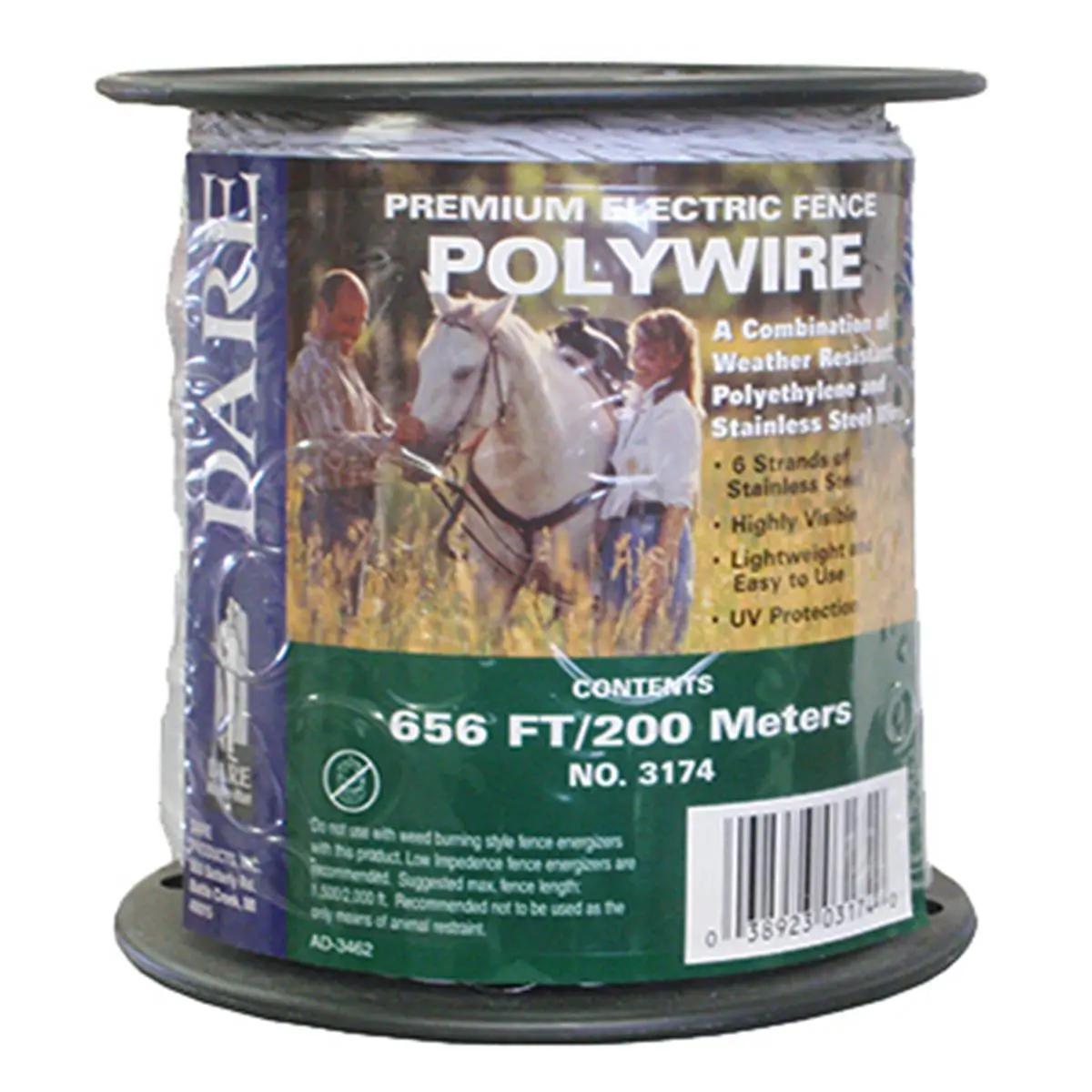Dare Products 3174 200 mm. x 656 ft. Heavy Duty Poly Wire- White