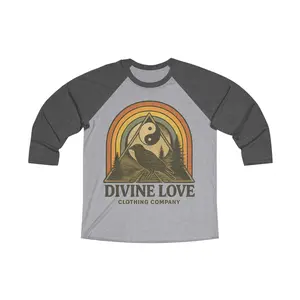 Divine love rainbow crow Unisex Tri-Blend 3\4 Raglan Tee