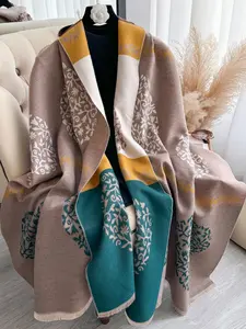 Women's All Over Pattern Imitated Cashmere Shawl, Casual Soft Warm Thickened Shawl for Fall & Winter, Fashion Accessories for Women & Girls