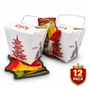 12 Pack Noodle Takeout Style Zip Seal Pouches with Matching Boxes