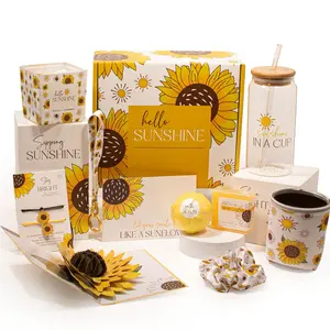 The Love Crate Co, Sunflower Gifts for Women, 10pc Custom Gift Box for Women. Get Well Soon Gift Baskets for Women, You Are My Sunshine Gifts, Care Package For Women Thinking of You, Wellness Gifts. Gift Set Burst Prop spa gift perfect christmas