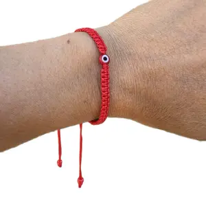Unisex Adjustable Red Bracelet with Evil Eye Charm - Stylish & Secure Fit for Everyday Wear