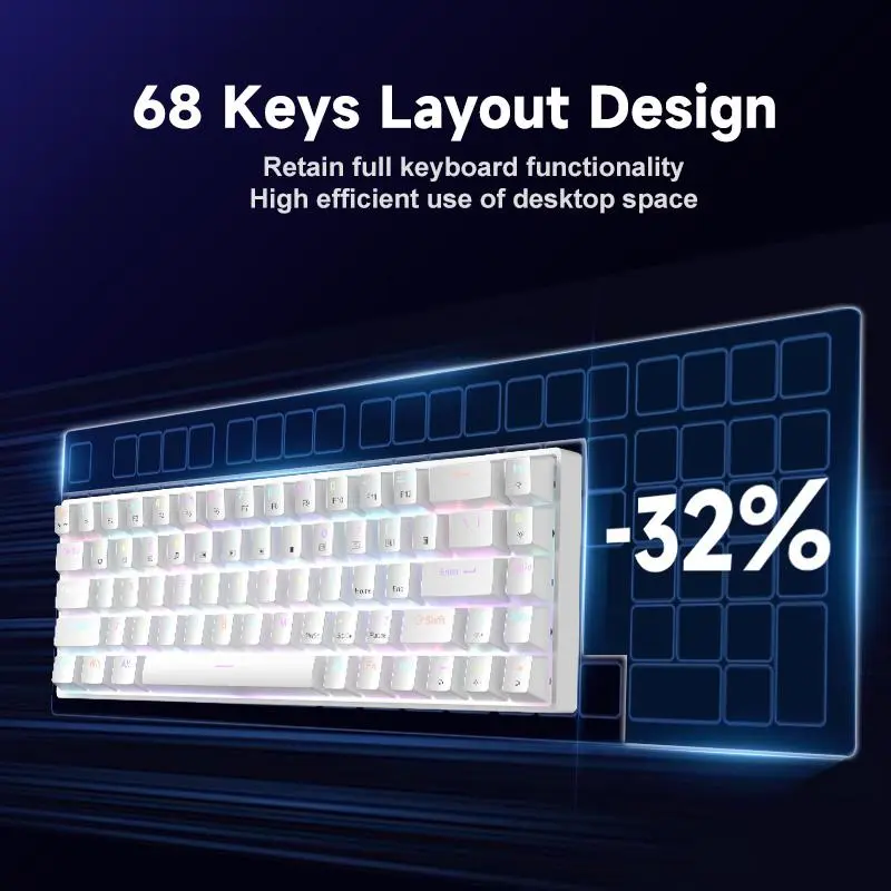ZIFRIEND TK68 65% Mechanical Keyboard with RGB Lighting Hot