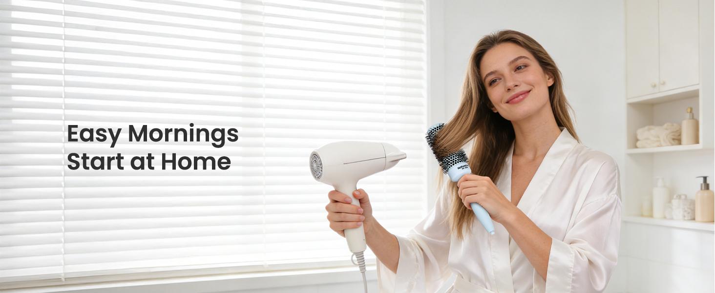 AIMIKE NaturaVol Round Brush for Blow Out, Nano Thermal Ceramic Round Hair Brush for Fine Hair, Fast Blow Dry for Smooth Salon-Style Finish at Home, Adds Volume,Blue (1.3" Barrel, 2.1" with Bristles)