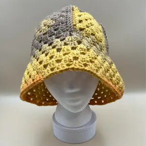 Granny Square Crochet Bucket Hat for Women & Men - Fashionable Clothes Accessory