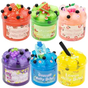 Large Capacity Crunchy Slime Toy, 1 Box Premade Crystal Slime Toy, Stretchable Super Soft and Non-sticky Jelly Cube Slime, Classroom Prizes Party Favors, Strawberry Design