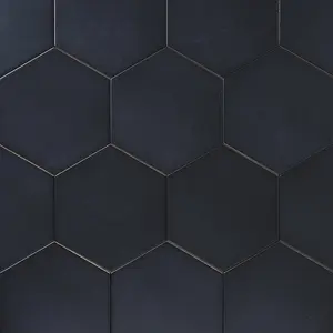 Madrid Black 8x9 Hexagon Matte Porcelain Tile