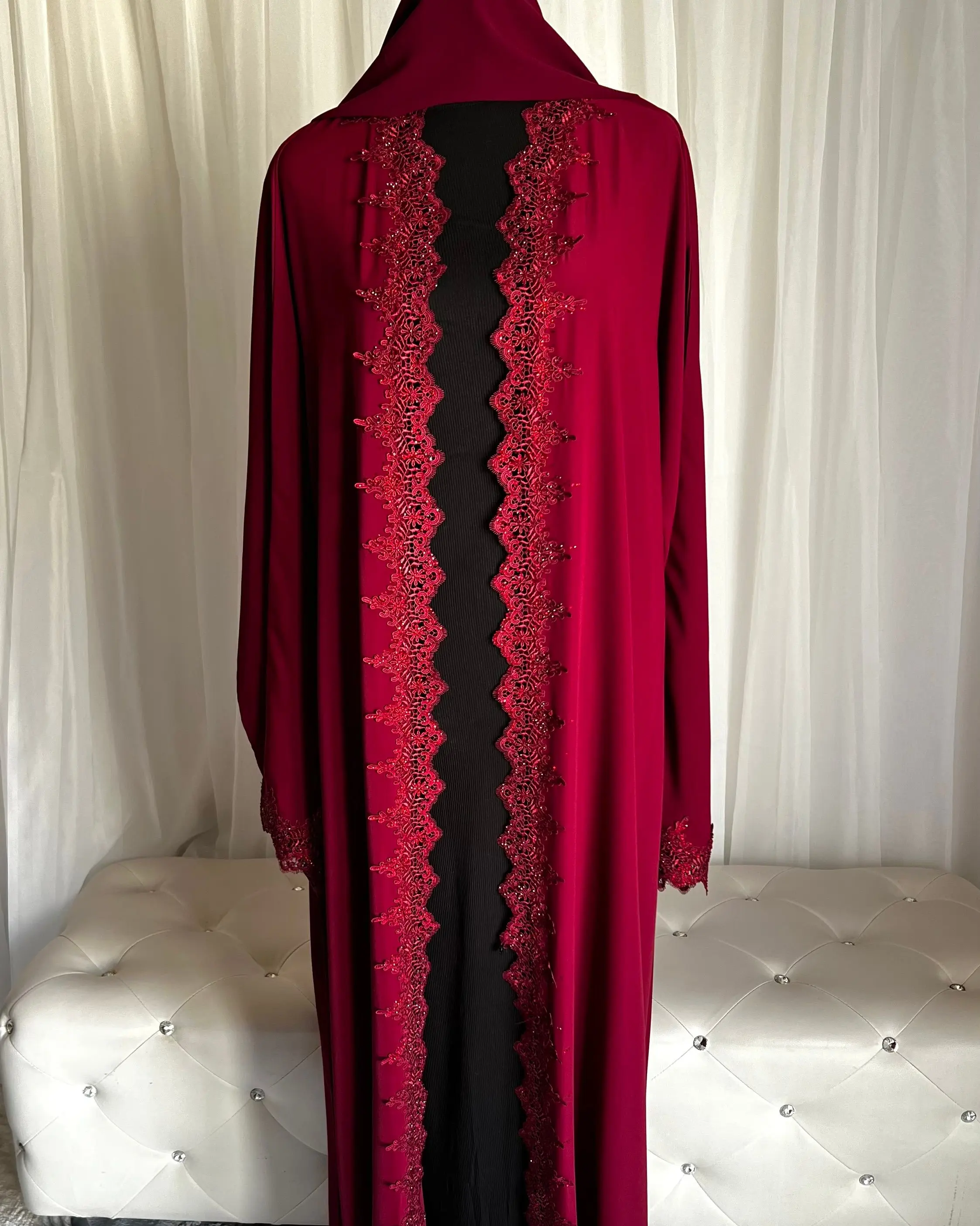 Najma Open Abaya with Lace Najma Open Abaya with Lace