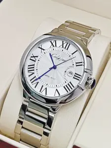 Luxury Men's Quartz Watch, Roman Numerals Blue Needle, Stainless Steel Waterproof Calendar, Business Watch, Retro Style, Perfect Gift