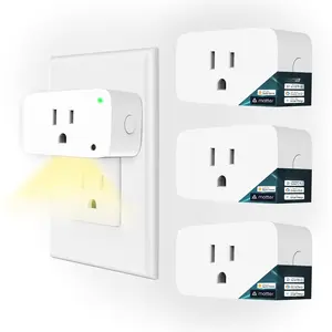 Matter  Plug with LED Night Light, Work with Alexa,  , ,  Outlet 15A/1800W, Dusk to Dawn, Plug in Wall, Timer&Schedule, ETL&FCC Certified, 2.4GHz  Only, 4 Pack