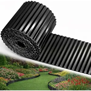 Corrugated Metal Garden Edging, 6'' x 45' Rustproof Edging for Landscape, Flexible Garden Border for Flower Bed, Garden Fence, Lawn, Paver Edging (Black)