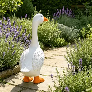 Outdoor Goose Garden Statue, Weather Resistant Resin Porch Goose Figurine for Lawn Yard Patio Farmhouse Decor