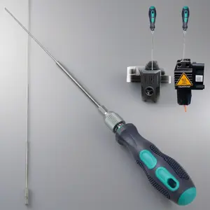 3D Printer Nozzle Cleaning Needle Tool, Φ1.7mm * 200mm Extended Throat Cleaner for All 1.75mm Nozzles, Removable Reusable Handle Cleaning Kit