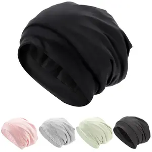 Hautton Satin Bonnet for Sleeping, Adjustable Silk Lined Night Cap Hair Wrap for Curly Braids Loc Dreadlocks Women Men -Black outdoor sports