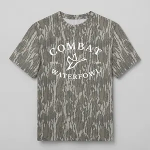 Combat Waterfowl Camo Graphic T Shirt Outdoor Duck Hunting Style Short Sleeve Camouflage Tee for Men