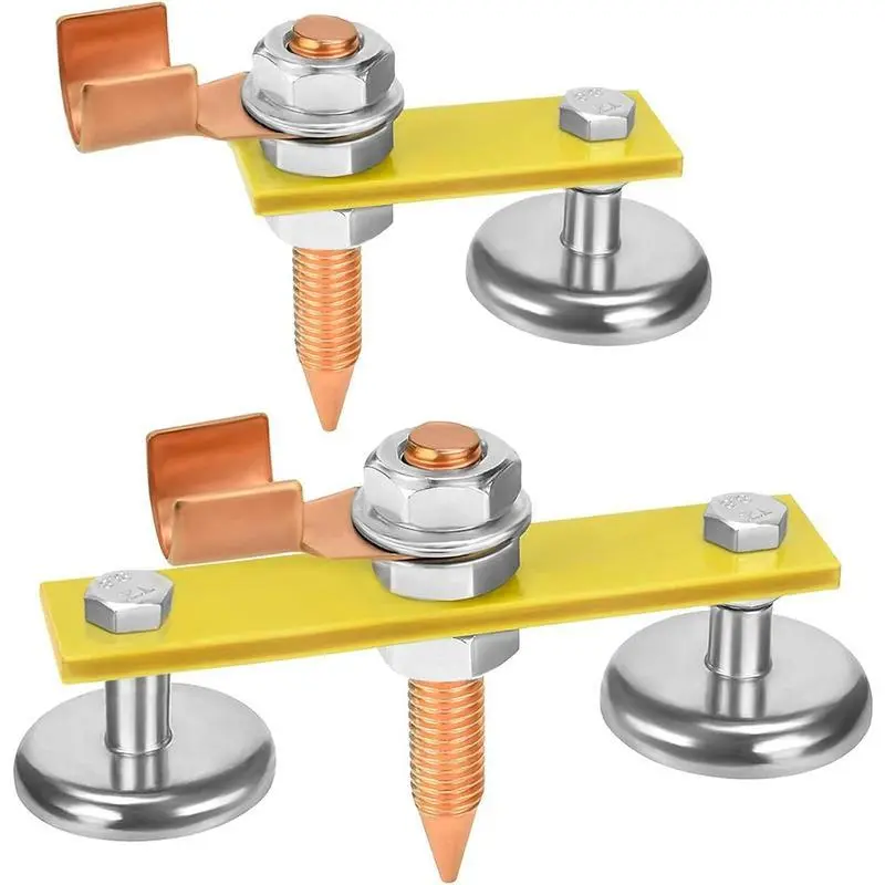 Heavy-Duty Industrial Magnetic Ground Clamp Tool, Welding Accessory with 36 mm Size, 65 x 10 mm Conductive Iron Rod, Copper Tail and Magnet Head for Improved Stability