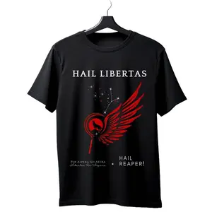 Hail Libertas Hail Reaper Tee, Dystopian Rebellion Shirt, Red Rising Inspired Quote Top, Vintage Distressed Graphic TShirt, Retro Revolution Aesthetic, Dark Fantasy Bookish Fit, For Men For Women