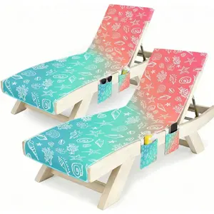 Lounge Chaise Chair Towel Covers (Pack of 2), Beach Chair Cover with 3 Pockets for Pool Outdoor Beach Garden Patio Trips,85 X30 in (Shell)