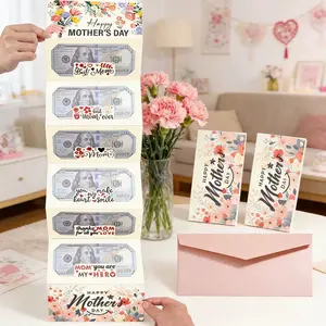 Mother's Day Money Card Holder, 6 Counts/ set Flower Pattern Money Card Holder with Envelope, Party Gift for Mother, Party Supplies