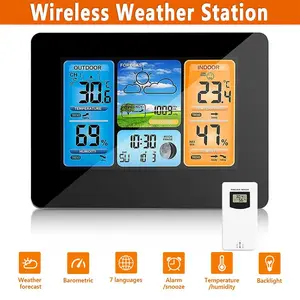 Wireless Indoor & Outdoor Weather Station – Digital LCD Thermometer, Hygrometer, Clock, Calendar, Backlight, Wireless Remote Sensor for Home, Office, Garden, Garage – Wall Mount or Desktop