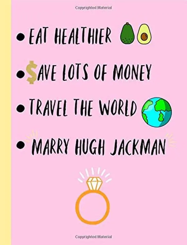 USED Book - Eat Healthier,Save lots of money,Travel the world, Marry Hugh Jackman: Fans,Gifts,Cute Notebook, Journal, College ruled Composition Book, Christmas, Birthday,Novelty,Present by Fiend, Fan (Paperback) - english