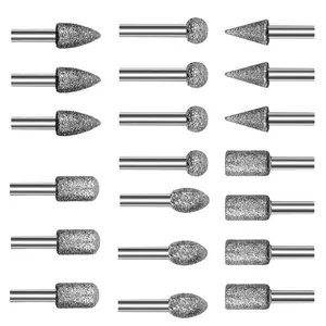 20 count 120 Grit  Grinding Bits, 1/8 Inch Shank for Dremel Rotary Tool, Engraving Carving Polishing Accessories for Stone Glass Ceramic Steel, Include Tool Bag & Storage Case
