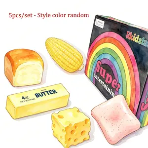 5pcs/set - Toast cheese butter stick and other stress relieving toys, blind box stress relieving toys, sensory set, creative slow rebound toys, party gifts, 5 different styles