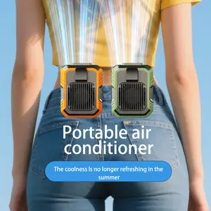 Superrella Wearable Belt Fan, 4000mAh Rechargeable Battery, Power Bank, 3-Speed 5300RPM, LED Light, 8H Runtime