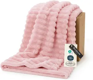 Bedsure GentleSoft Fluffy Pink Bedding Throw Blanket for Couch - Warm 50x60 Inches Coral Pink Fleece Blanket, Mothers Day Birthday Gift for Teen Girls, Home Decor, Fluffy Throws, Pink Bedding Throws