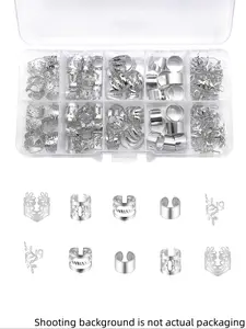 50pcs Elegant Alloy Hair Jewelry for Braids, Adjustable Fit Hair Rings & Cuffs, Intricate Designs, Solid Color, Vintage-Inspired Accessories