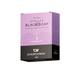 ChurchWin African Black Soap with Lavender Oil (5.3 oz) Gentle Nourishing Cleanser & Body Wash. Cocoa & Shea Natural Comfort. Vitamins A, E & Iron. Tackles Acne & Eczema
