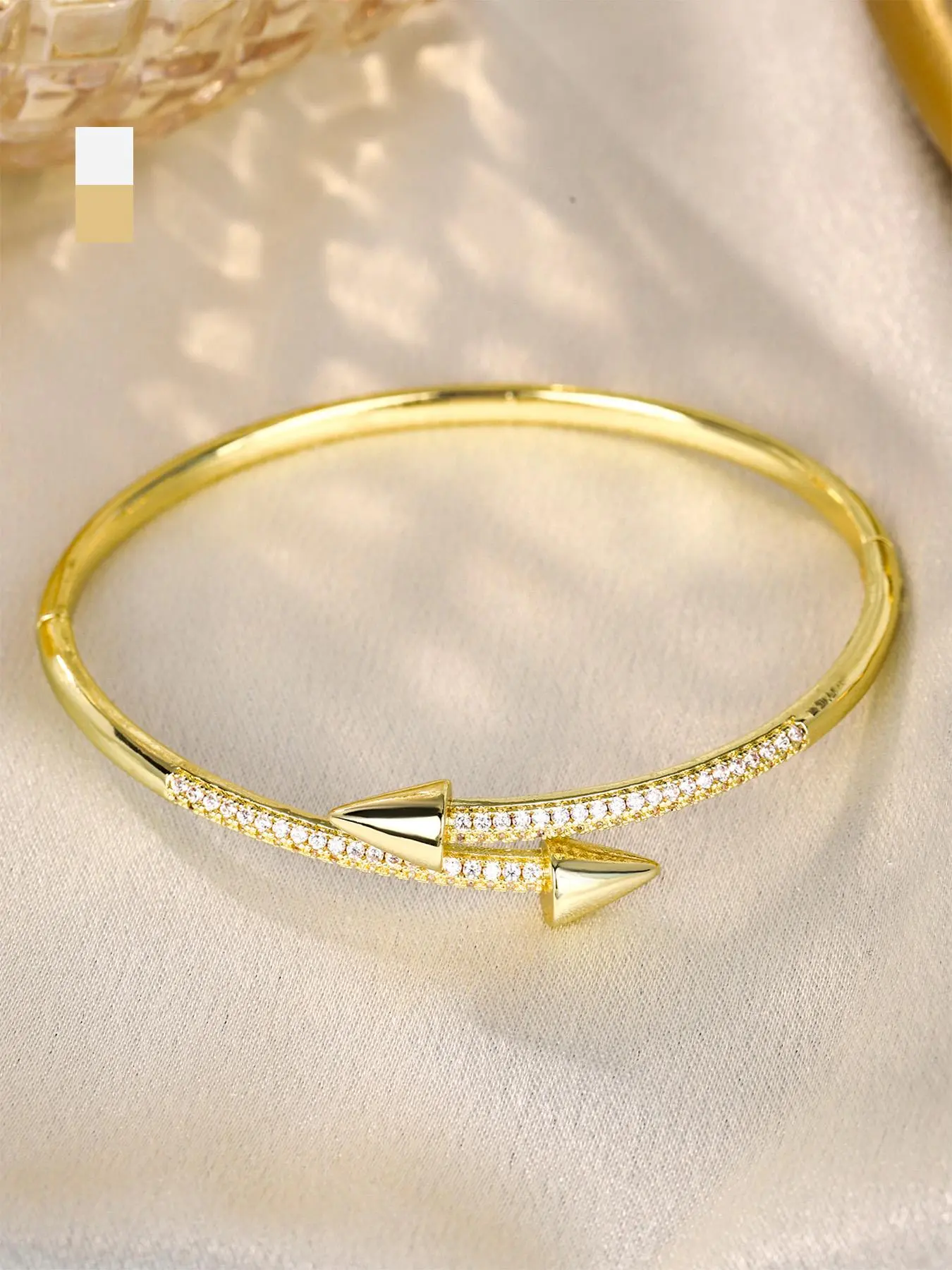 Artificial Zircon Decorated Cuff Bangle, Fashionable Jewelry for Women & Girls, Trendy All-match & Exquisite Jewelry for Birthday Gift