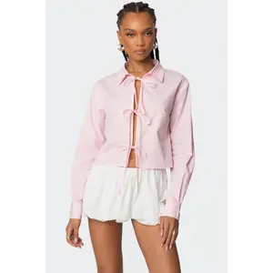 Melrose Tie Front Collared Top