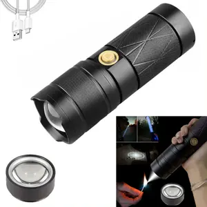 Super bright LED tactical flashlight, all aluminum alloy with 6000 mah battery - long range zoom lighting, USB charging, mobile power function, multiple light source modes, taillight design, suitable for emergency, camping and outdoor adventure.